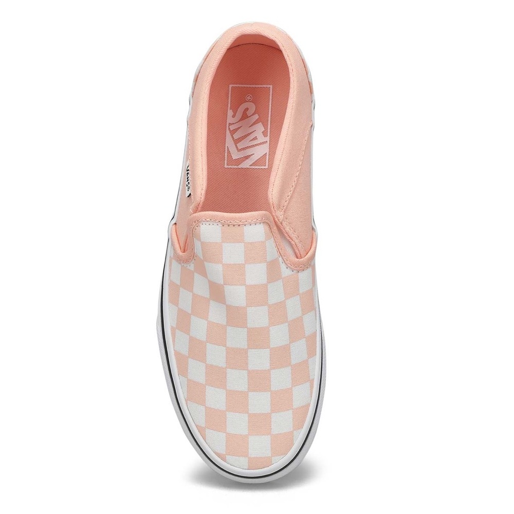 Vans White/Peach Checkerboard Classic Slip-Ons